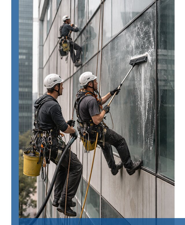 Профессиональная высотная мойка фасадов зданий в Павловском Посаде