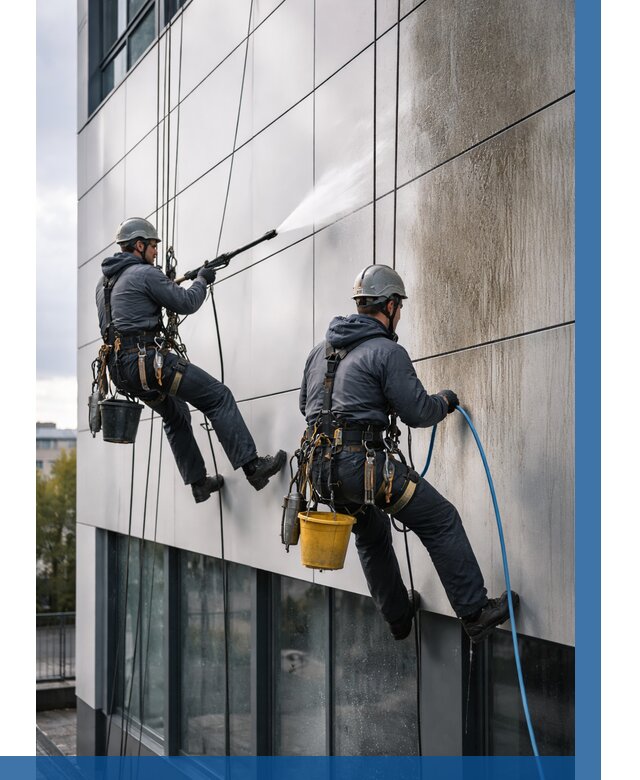 Мойка фасада из композита в Павловском Посаде по цене от 305 р. | ВЫСОТНИК-Пвл