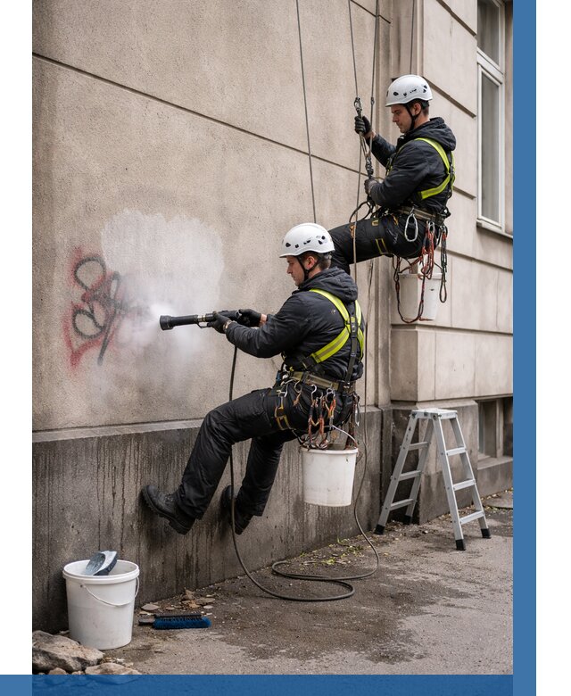 Удаление граффити с фасада в Павловском Посаде от 4573 р. | ВЫСОТНИК-Пвл