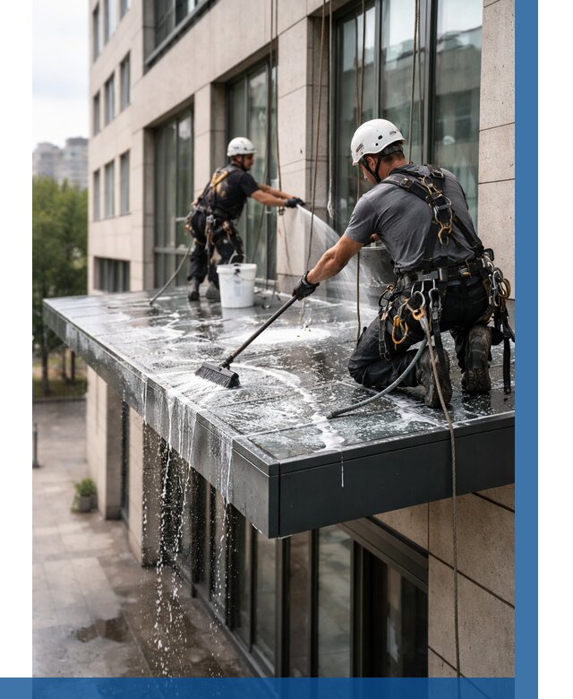 Мойка козырьков и навесов в Павловском Посаде от 3557 р. | ВЫСОТНИК-Пвл