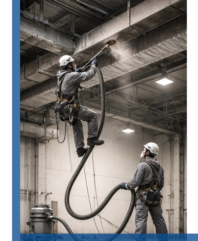 Обеспыливание потолочных конструкций в Павловском Посаде промышленным альпинизмом