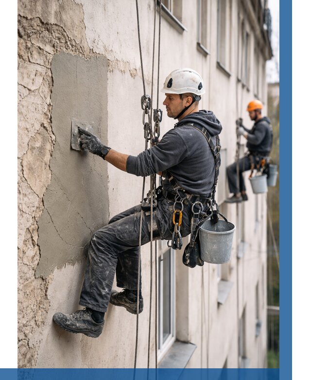Восстановление штукатурки фасада в Павловском Посаде от 1219 р. | ВЫСОТНИК-Пвл