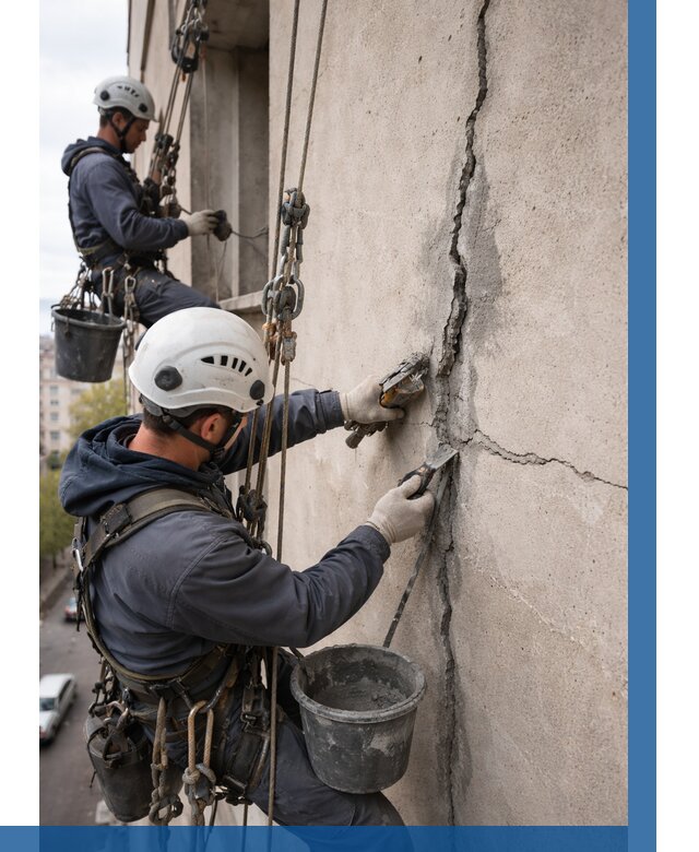 Заделка трещин на фасаде в Павловском Посаде от 915 р. | ВЫСОТНИК-Пвл