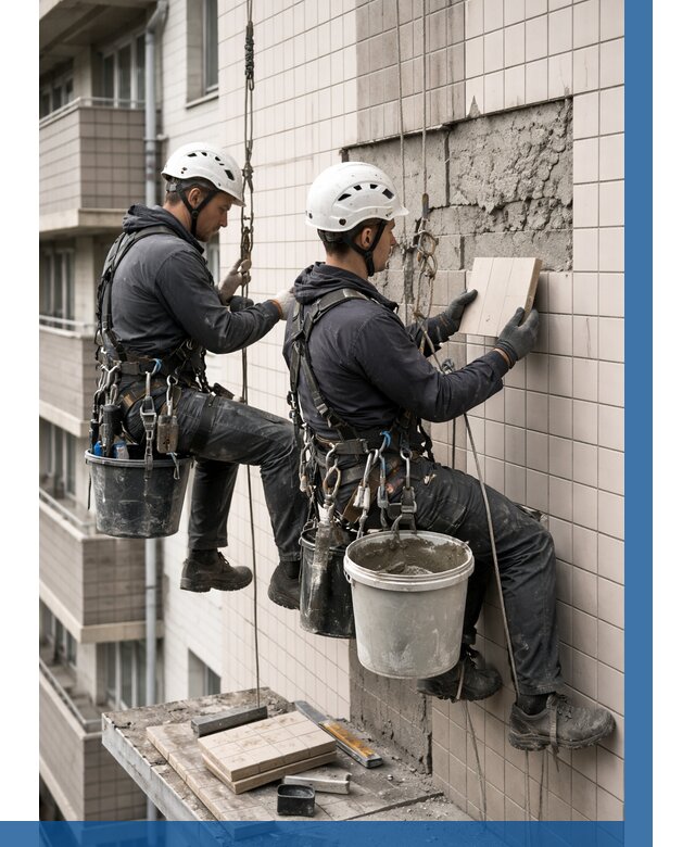 Ремонт облицовки фасада плиткой в Павловском Посаде от 1829 р. | ВЫСОТНИК-Пвл