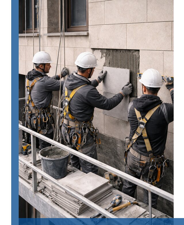 Ремонт облицовки фасада плиткой в Павловском Посаде с гарантией