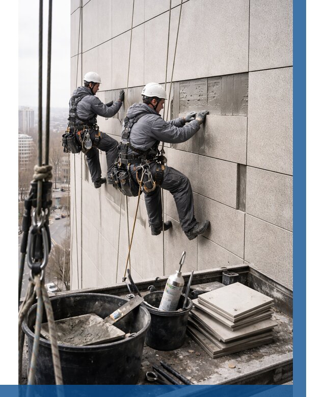 Ремонт фасада из керамогранита в Павловском Посаде от 2541 р. | ВЫСОТНИК-Пвл