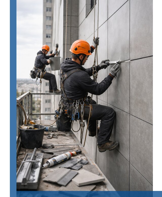 Профессиональный ремонт фасада из керамогранита в Павловском Посаде