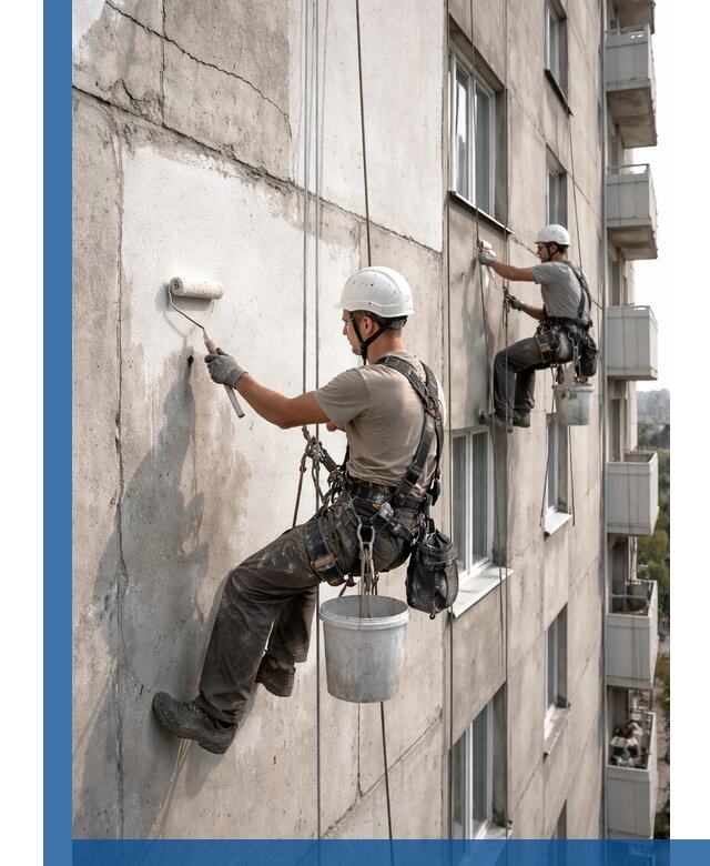 Покраска бетонного фасада в Павловском Посаде для жилых и промышленных объектов