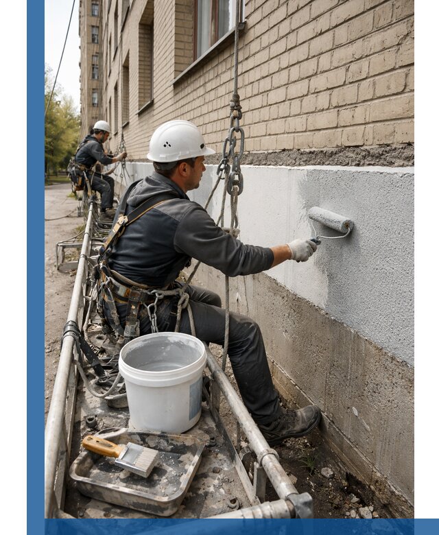 Окраска цоколя здания в Павловском Посаде профессионально и надежно