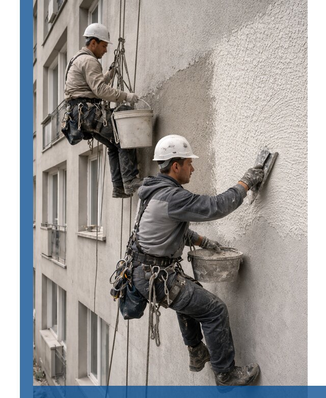 Нанесение декоративной штукатурки короед на фасад в Павловском Посаде