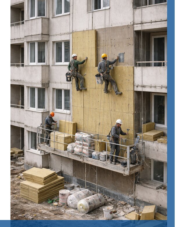 Утепление фасада минватой в Павловском Посаде от 1524 р. | ВЫСОТНИК-Пвл