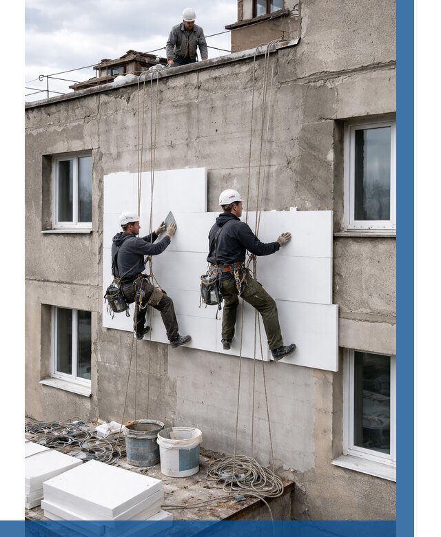 Утепление фасада пенополистиролом в Павловском Посаде от 1829 р. | ВЫСОТНИК-Пвл