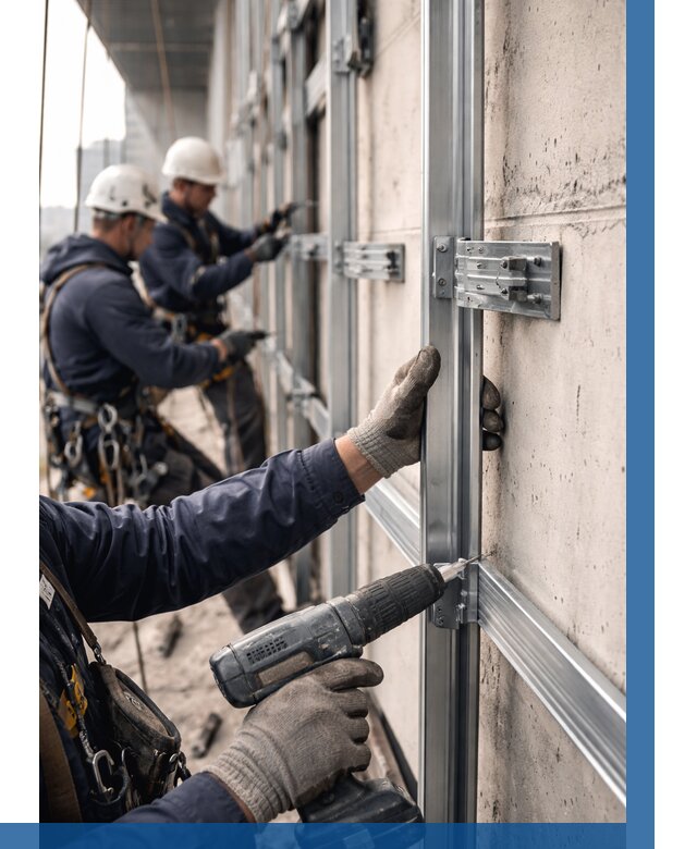 Монтаж подсистемы вентфасада в Павловском Посаде от 864 р. | ВЫСОТНИК-Пвл