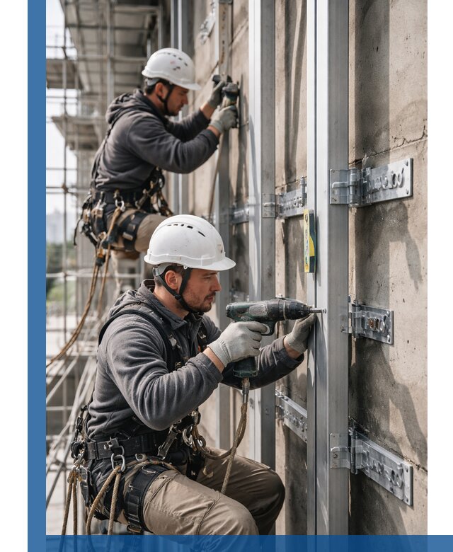 Монтаж и крепление подсистемы вентфасада в Павловском Посаде