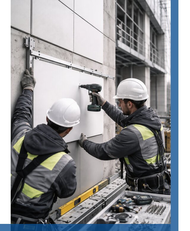 Монтаж композитных панелей фасада в Павловском Посаде от 2541 р. | ВЫСОТНИК-Пвл