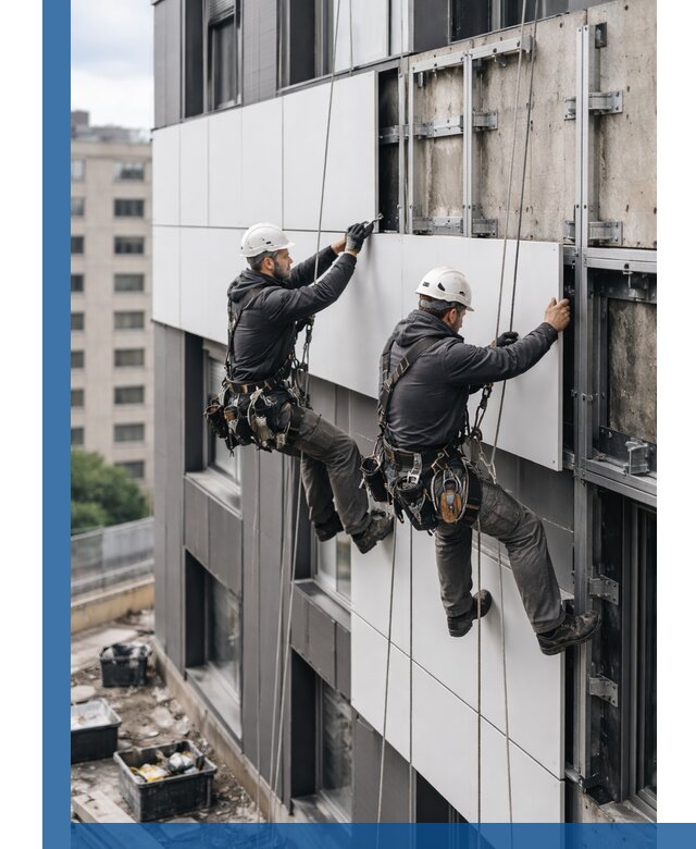 Монтаж композитных панелей фасада в Павловском Посаде под ключ