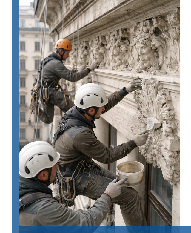 Реставрация фасадной лепнины с высотными работами в Павловском Посаде