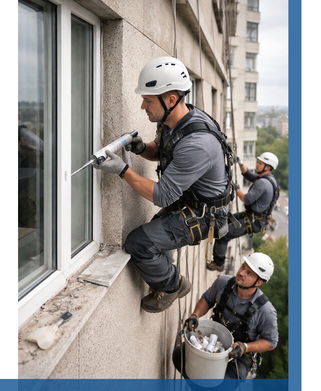 Герметизация оконных швов снаружи в Павловском Посаде от 1524 р. | ВЫСОТНИК-Пвл