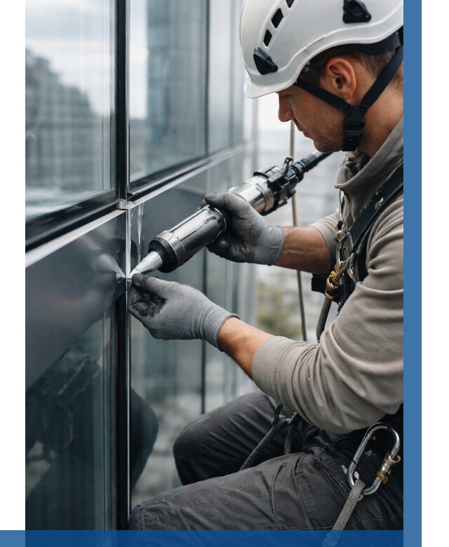 Герметизация стыков витража в Павловском Посаде от 1219 р. | ВЫСОТНИК-Пвл