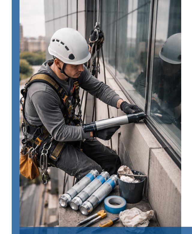 Герметизация стыков витража в Павловском Посаде для герметичных фасадов