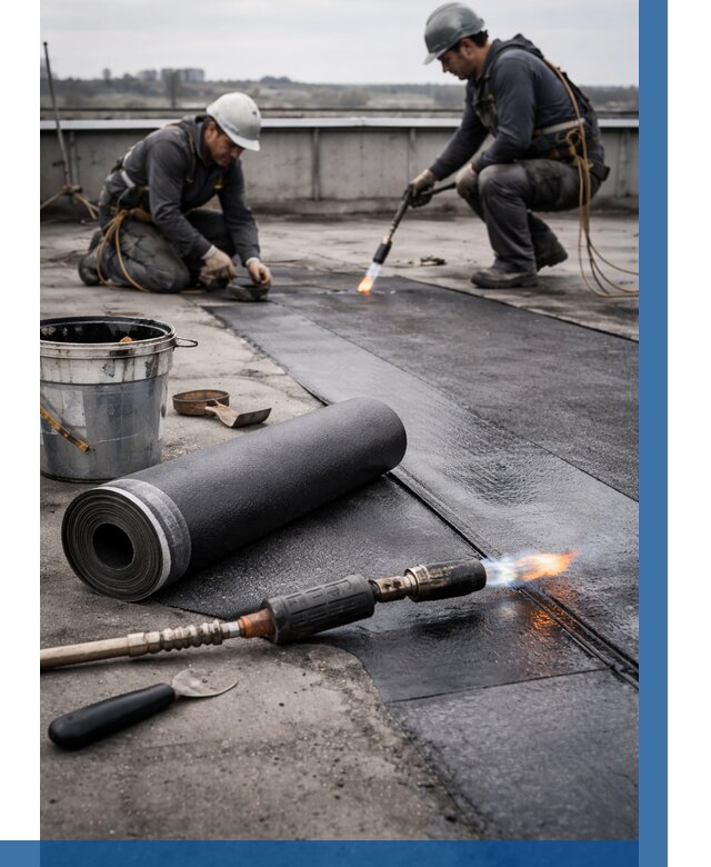 Ремонт рулонной кровли в Павловском Посаде от 661 р. | ВЫСОТНИК-Пвл