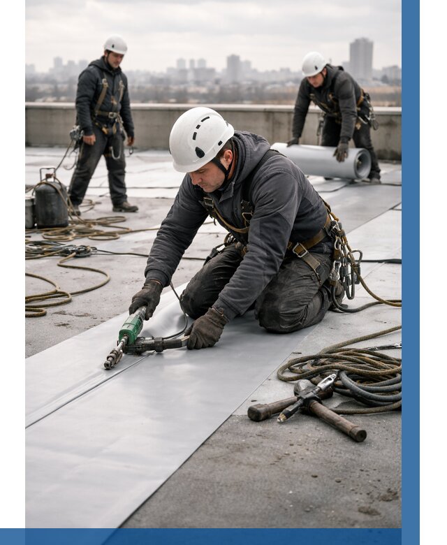 Ремонт мембранной кровли в Павловском Посаде от 1829 р./м2 | ВЫСОТНИК-Пвл