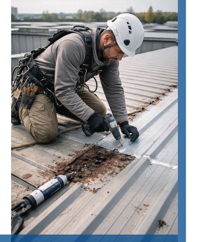 Ремонт профнастила на кровле в Павловском Посаде от 711 р. | ВЫСОТНИК-Пвл