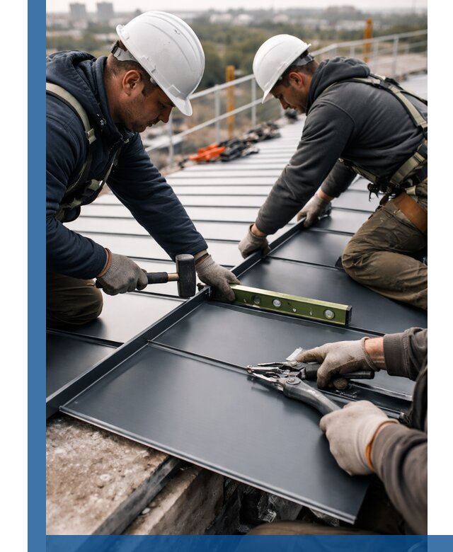 Монтаж фальцевой кровли в Павловском Посаде для промышленных зданий