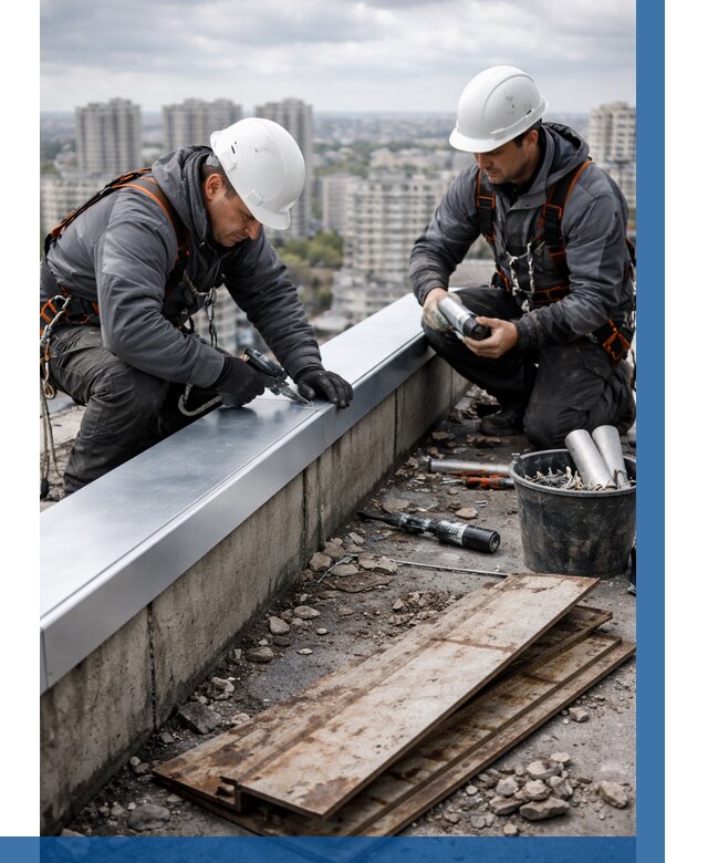 Замена парапетных крышек под ключ в Павловском Посаде от 1219 р. | ВЫСОТНИК-Пвл