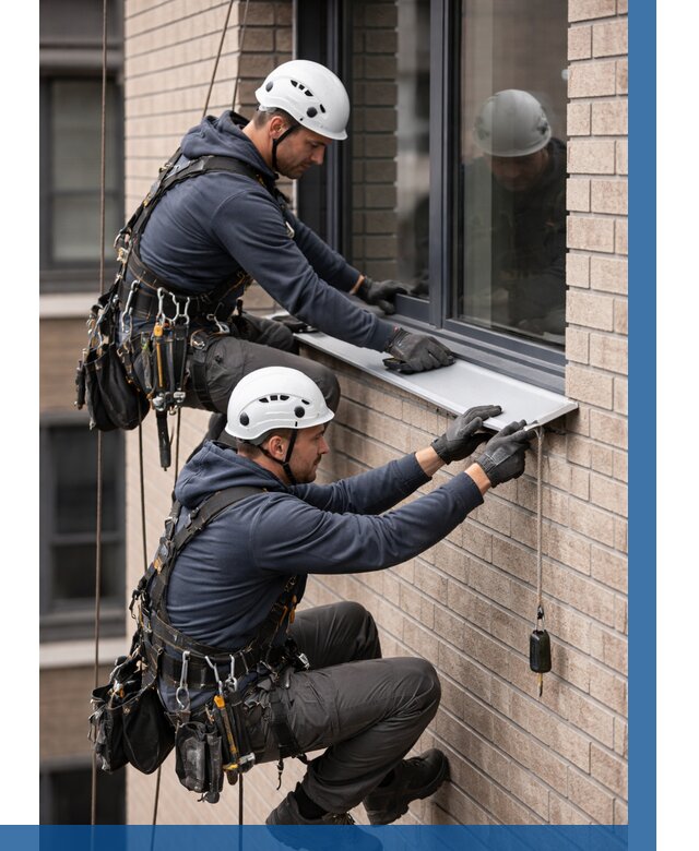 Монтаж оконных отливов под ключ в Павловском Посаде от 3557 р. | ВЫСОТНИК-Пвл