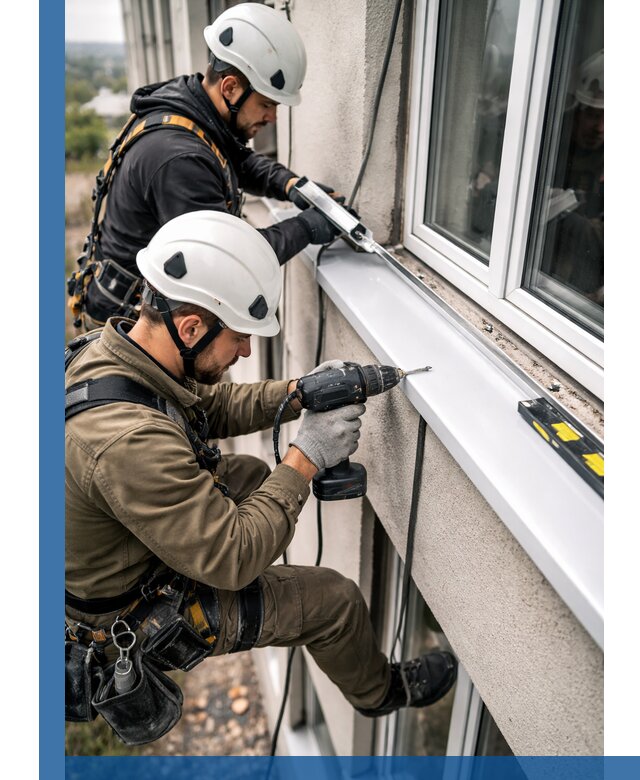 Профессиональный монтаж оконных отливов и отведения воды в Павловском Посаде