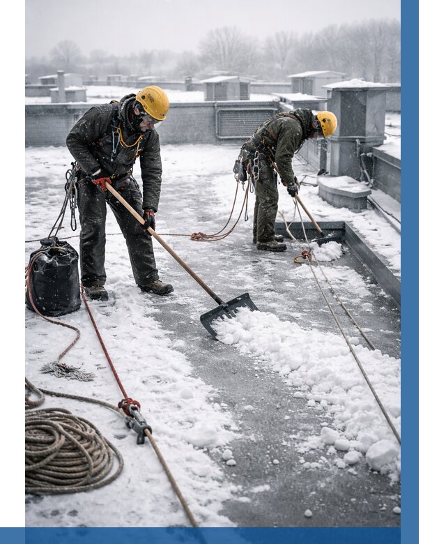 Очистка крыши от снега в Павловском Посаде от 7622 р. | ВЫСОТНИК-Пвл