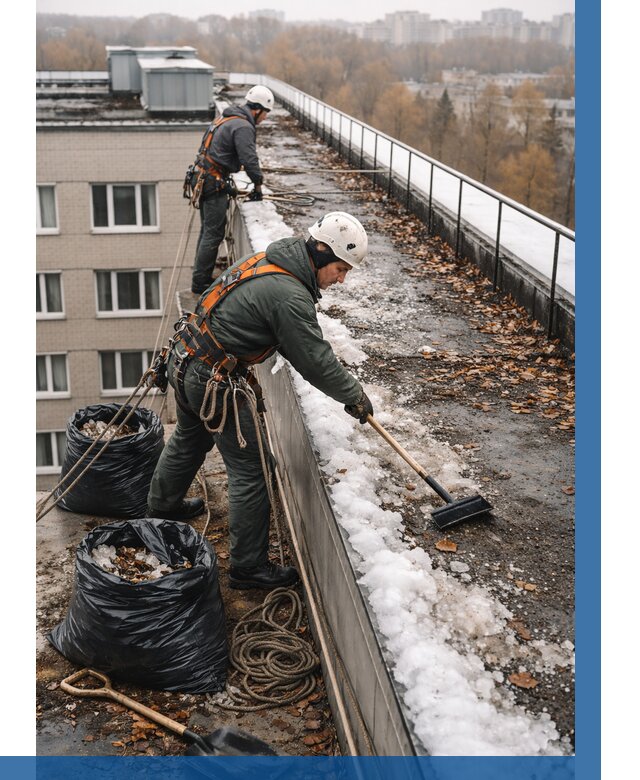 Очистка кровли по периметру в Павловском Посаде от 559 р. | ВЫСОТНИК-Пвл