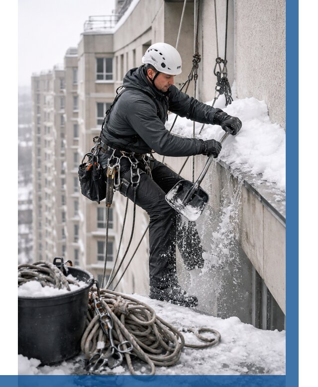 Очистка карнизов от снега в Павловском Посаде от 305 р. | ВЫСОТНИК-Пвл