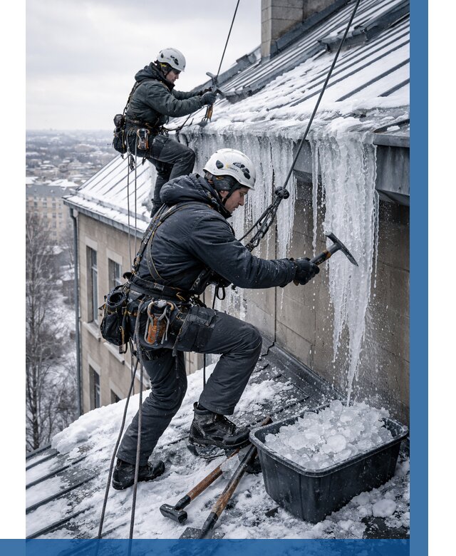 Удаление наледи с кровли в Павловском Посаде от 5589 р. | ВЫСОТНИК-Пвл