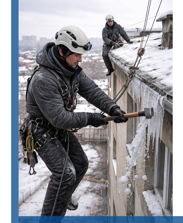 Сбивание и удаление сосулек с крыши в Павловском Посаде безопасно