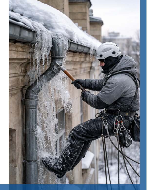 Очистка водостоков от льда в Павловском Посаде от 3557 р. | ВЫСОТНИК-Пвл