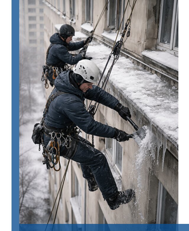 Удаление наледи и сосулек с карнизов в Павловском Посаде профессионально