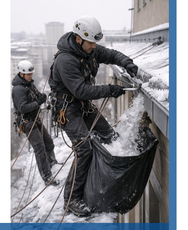 Аварийная очистка крыши в Павловском Посаде под ключ от 305 р. | ВЫСОТНИК-Пвл