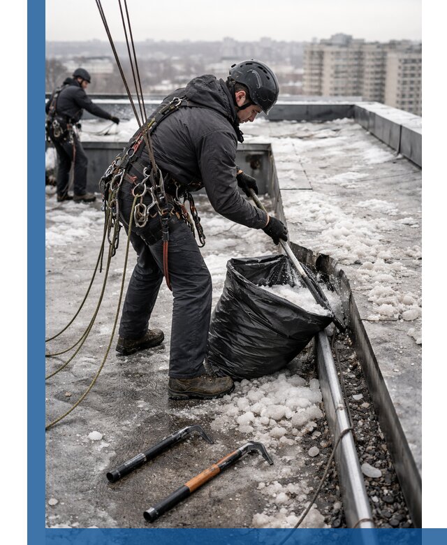 Аварийная очистка кровли в Павловском Посаде от промальпинистов