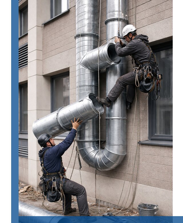 Монтаж фасадных воздуховодов в Павловском Посаде с герметизацией и крепежом