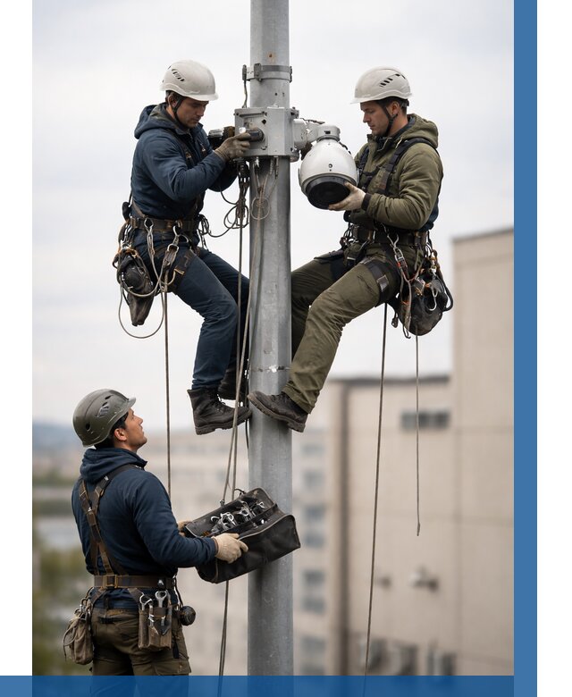 Установка видеокамер на мачте в Павловском Посаде от 8638 р. | ВЫСОТНИК-Пвл