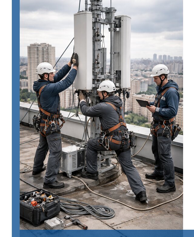 Монтаж антенн связи на крыше в Павловском Посаде с вводом в эксплуатацию