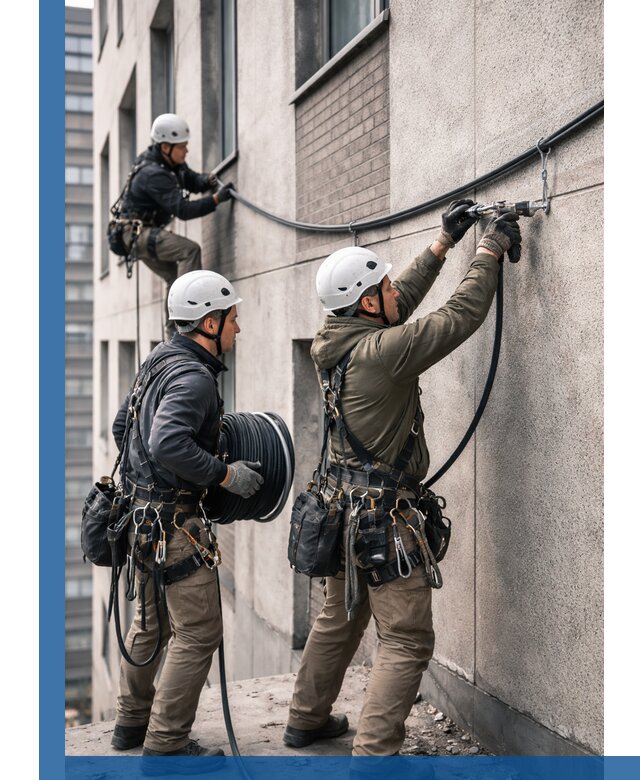 Прокладка кабеля по фасаду в Павловском Посаде, профессиональный монтаж