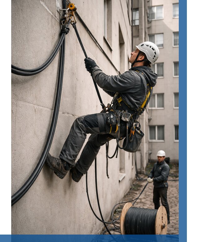 Протяжка кабеля питания на высоте в Павловском Посаде от 457 р. | ВЫСОТНИК-Пвл