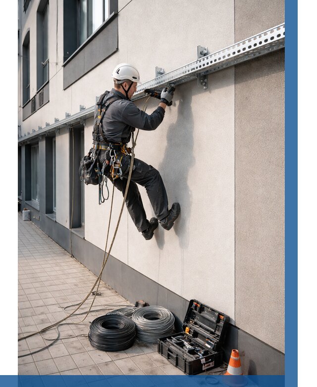 Монтаж кабельных лотков на фасаде в Павловском Посаде от 1219 р. | ВЫСОТНИК-Пвл