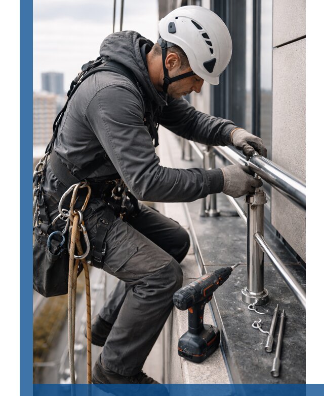 Монтаж ограждений на высоте в Павловском Посаде для зданий и конструкций