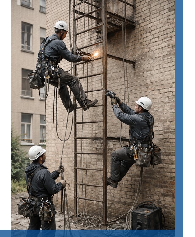 Ремонт пожарной лестницы в Павловском Посаде от 7622 р. | ВЫСОТНИК-Пвл