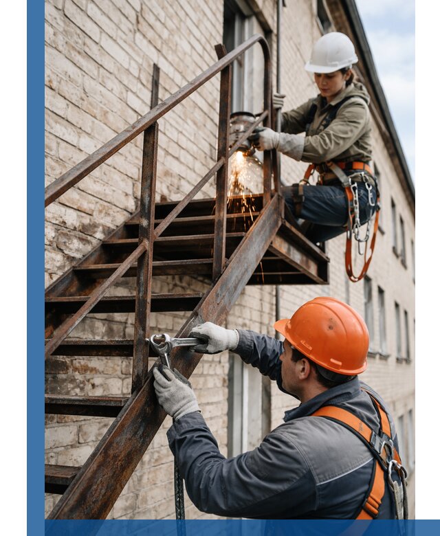 Ремонт и восстановление пожарных лестниц с выездом в Павловском Посаде