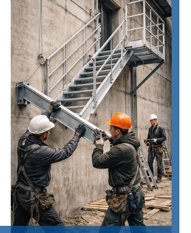 Монтаж металлических лестниц в Павловском Посаде от 15243 р. | ВЫСОТНИК-Пвл